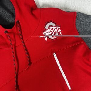 Nike Ohio State Buckeyes Hoodie Red Gray College NCAA Therma Pullover Men Medium
